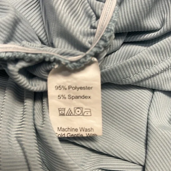 SHEIN BAE Colorblock Rib-Knit Ruched Body con Dress SZ M Blue - Picture 11 of 11